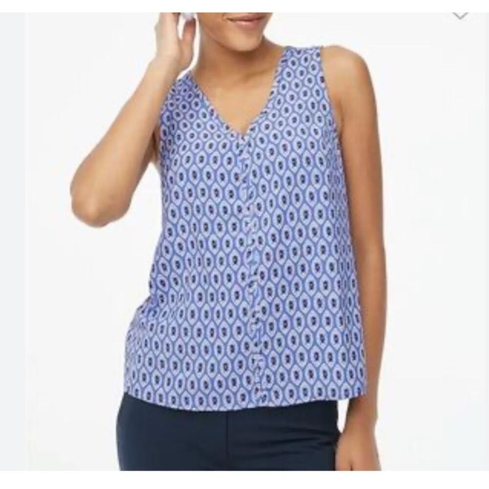 JCrew Womens Sleeveless Tank Top Size XS Blue Work Career Office Spring Preppy